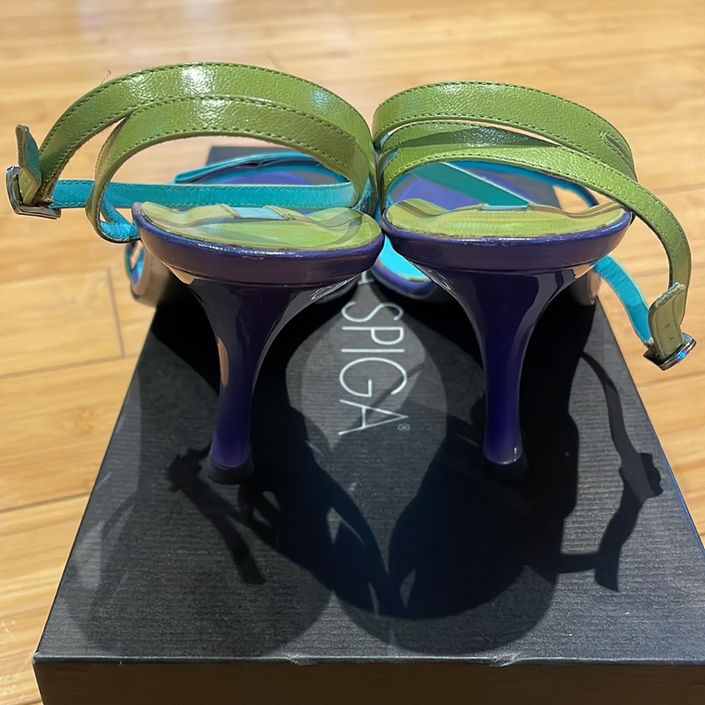 Via Spiga Blue, Green & Purple Strappy Heels - Picture 3 of 6
